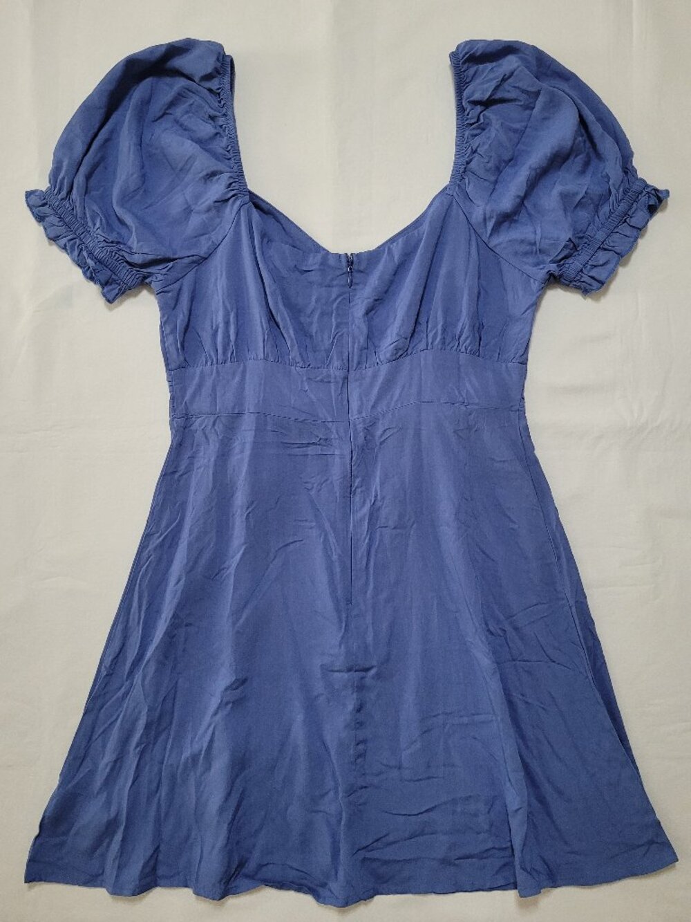 Cupshe Mini Dress Puff Sleeve Empire Waist Sundress Blue Small Coquette - Picture 2 of 13
